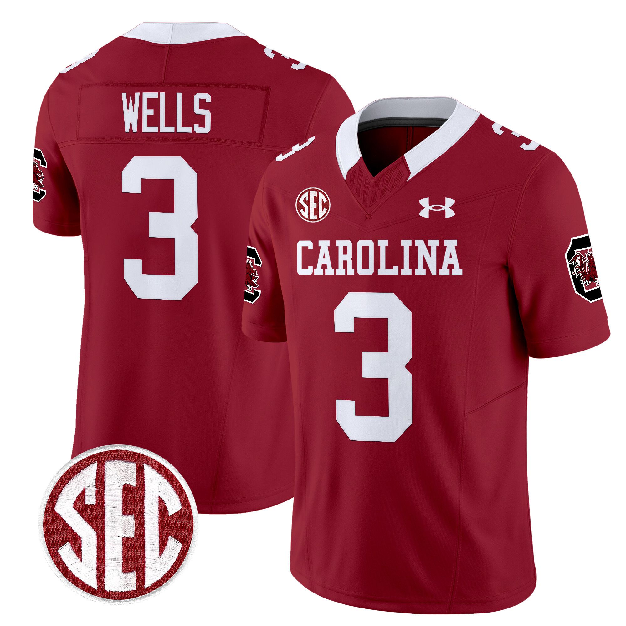 Men South Carolina Gamecocks #3 Wells Red 1980 Throwback Vapor Limited 2024 NCAA Jersey->indianapolis colts->NFL Jersey